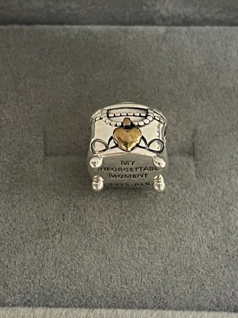 Pandora My Unforgettable Moment Retired Rare Two Toned Charm Sterling Silver